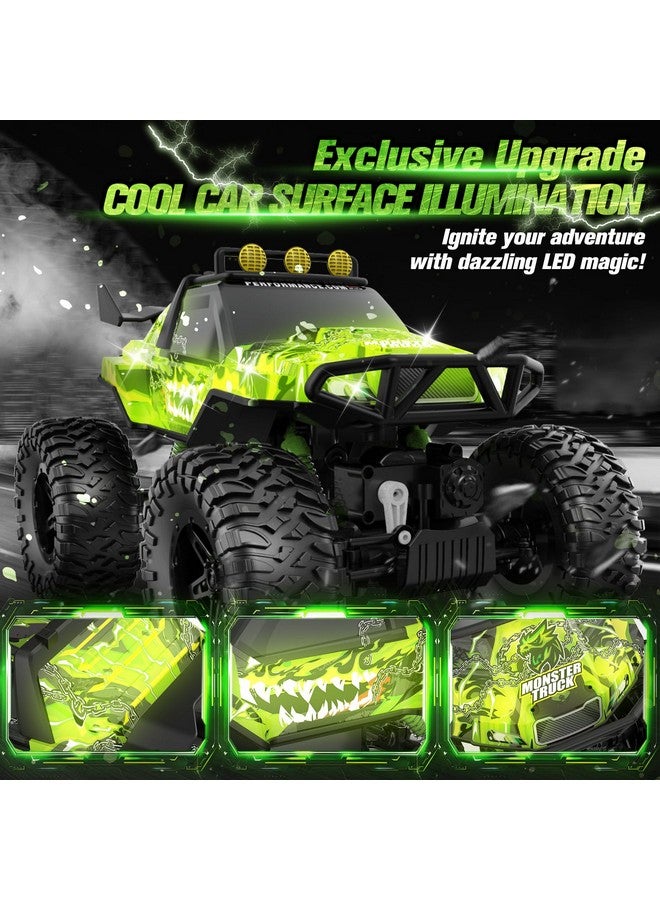 Rc Cars, 1:14 Big Off Road Rc Truck, 4X4 Remote Control Monster Truck Car With Dual Motors Flashing Light Rock Crawler, 2.4Ghz All Terrain Hobby Truck Toy Car For Boy Kids Adults Gifts