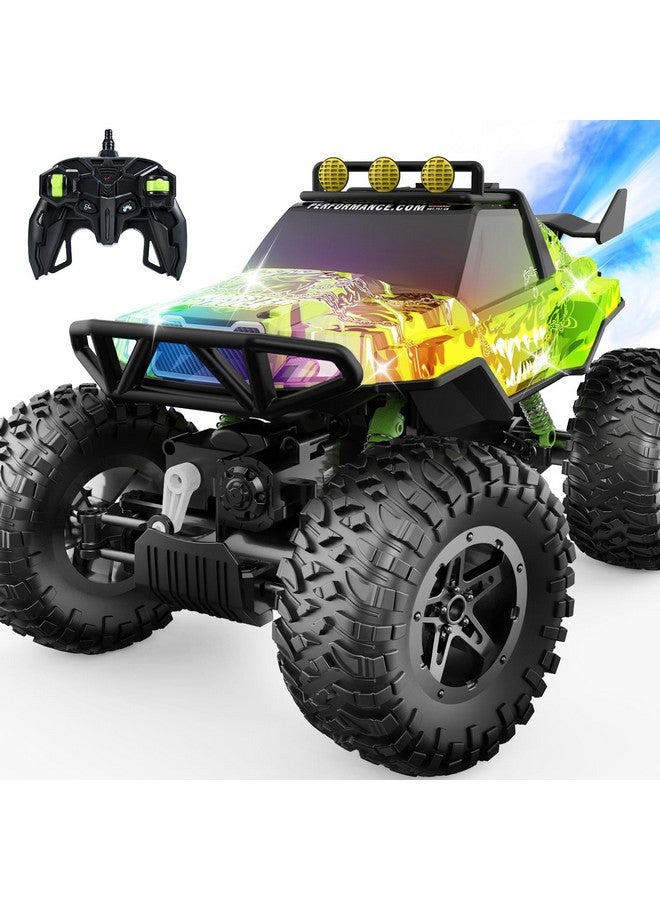 Rc Cars, 1:14 Big Off Road Rc Truck, 4X4 Remote Control Monster Truck Car With Dual Motors Flashing Light Rock Crawler, 2.4Ghz All Terrain Hobby Truck Toy Car For Boy Kids Adults Gifts