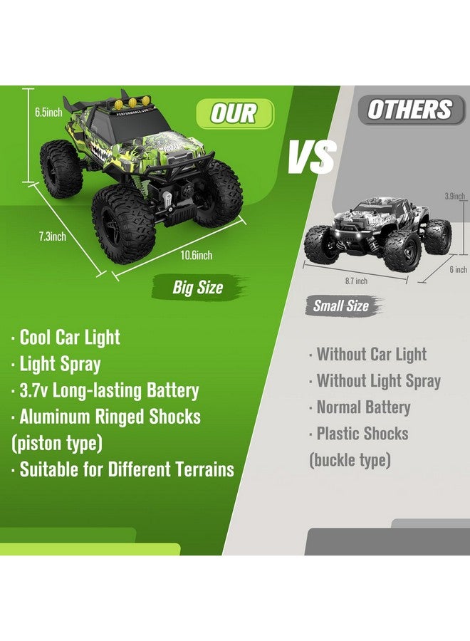 Rc Cars, 1:14 Big Off Road Rc Truck, 4X4 Remote Control Monster Truck Car With Dual Motors Flashing Light Rock Crawler, 2.4Ghz All Terrain Hobby Truck Toy Car For Boy Kids Adults Gifts