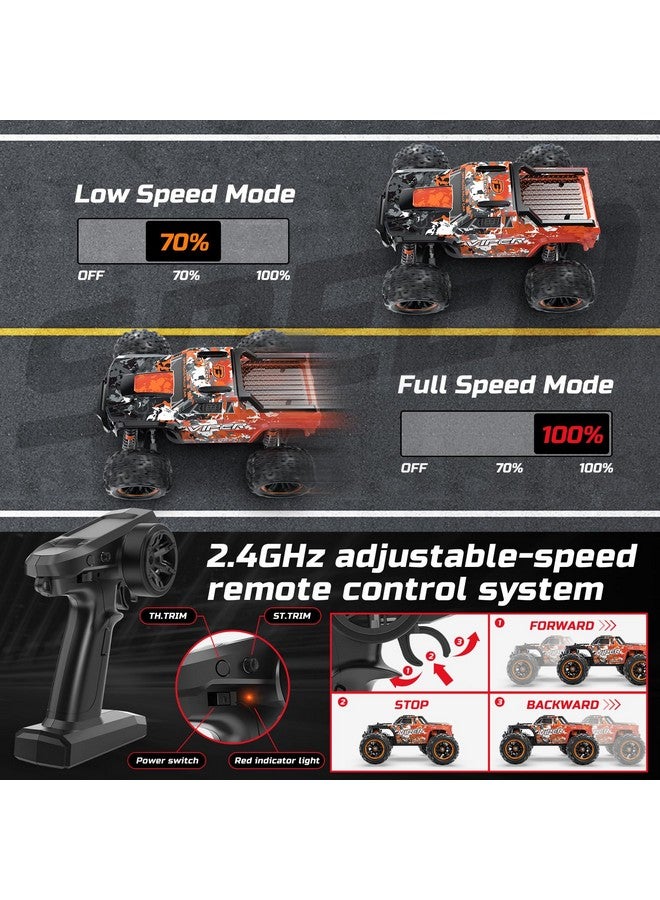 H16R Brushless Fast Rc Cars,1:16 52Km/H High Speed Remote Control Car,4X4 All Terrains Rc Monster Truck,Waterproof Off-Road Hobby Electric Vehicle Car Gift For Adults Boys,2 Li-Ion Batteries