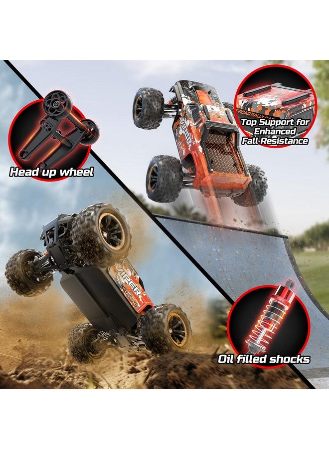 H16R Brushless Fast Rc Cars,1:16 52Km/H High Speed Remote Control Car,4X4 All Terrains Rc Monster Truck,Waterproof Off-Road Hobby Electric Vehicle Car Gift For Adults Boys,2 Li-Ion Batteries