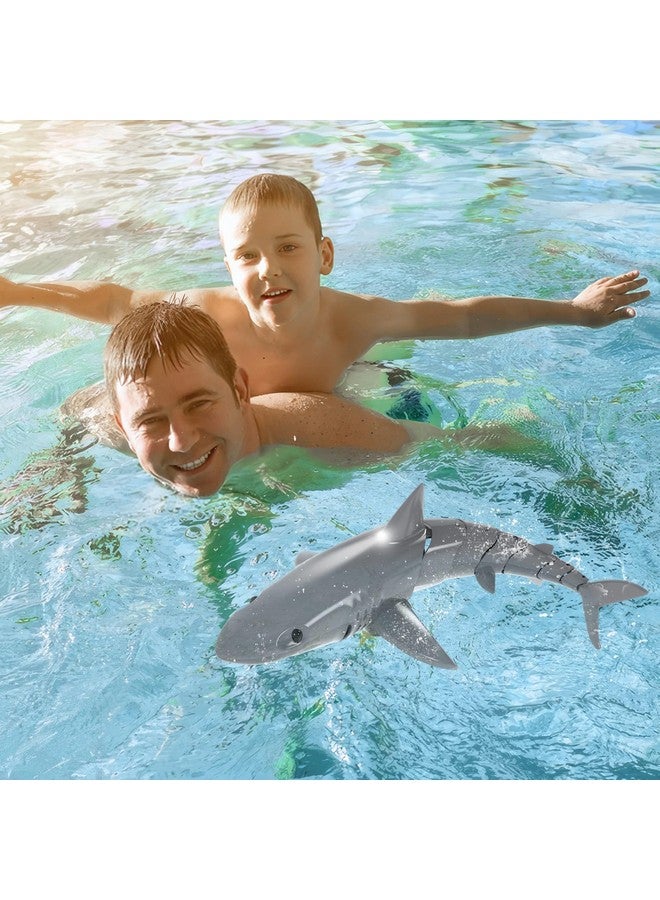 Remote Control Shark Toys For Kids, 1:18 Scale High Simulation Rc Shark For Pool, Electric Megalodon Toys With Light&2 Batteries For Boys And Girls Age 6+ (With 2 Batteries)