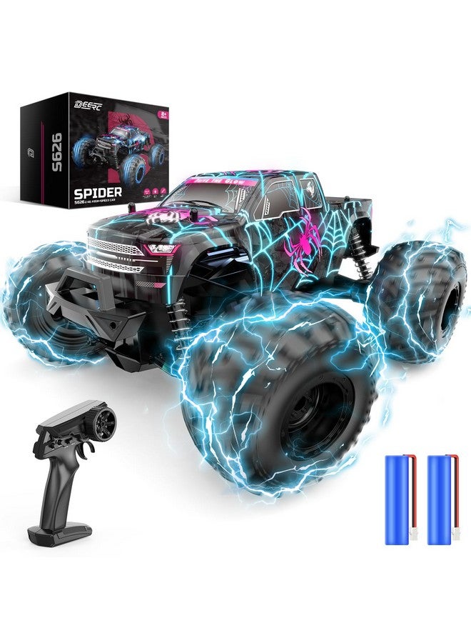 1/16 Glowing Spider Remote Control Car - Fast Rc Cars W/2 Rechargeable Batteries For 30 Min Play, All Terrain Off-Road Monster Truck Toys For Boys Kids Age 4-7 8-12 Birthday Xmas Gift