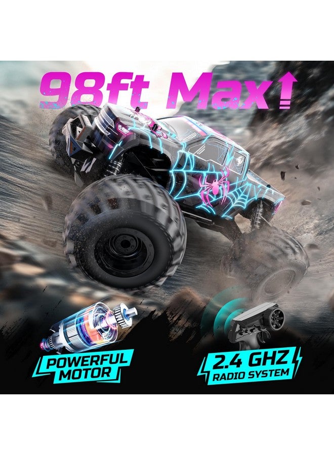 1/16 Glowing Spider Remote Control Car - Fast Rc Cars W/2 Rechargeable Batteries For 30 Min Play, All Terrain Off-Road Monster Truck Toys For Boys Kids Age 4-7 8-12 Birthday Xmas Gift