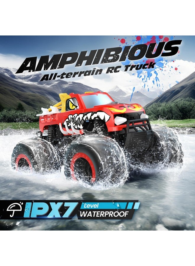 1:16 Amphibious Rc Monster Trucks Ipx7 Waterproof Remote Control Car 4Wd Dual Motors All Terrain Off Road 2.4Ghz Rc Cars Boat Toys Gifts For Boys Girls Kids Adults