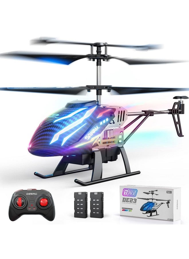 De23 Remote Control Helicopter, Rc Helicopters With 7 Colors Light, 2 Modular Battery For 24 Min Play, Altitude Hold, One Key Take Off/Landing, 2.4Ghz Aircraft Indoor Flying Toy For Boys Girls