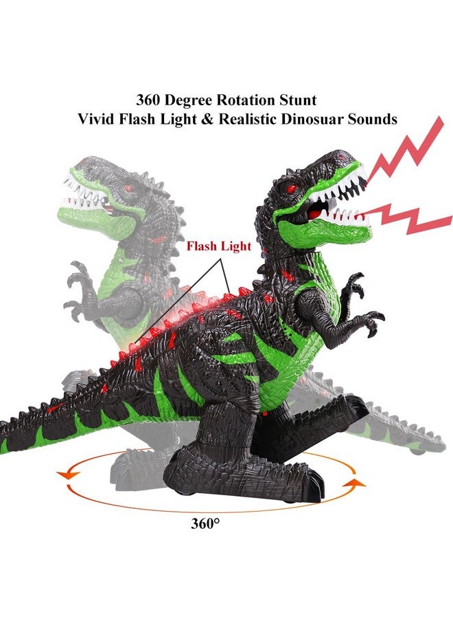 Remote Control Dinosaur Toys For Boys 3 4 5 6 7 8 Years, Electric Stunt Rc Walking T-Rex Toy With Light And Sounds, Rechargeable Battery, 360° Rotating, Birthday Gift For Kids