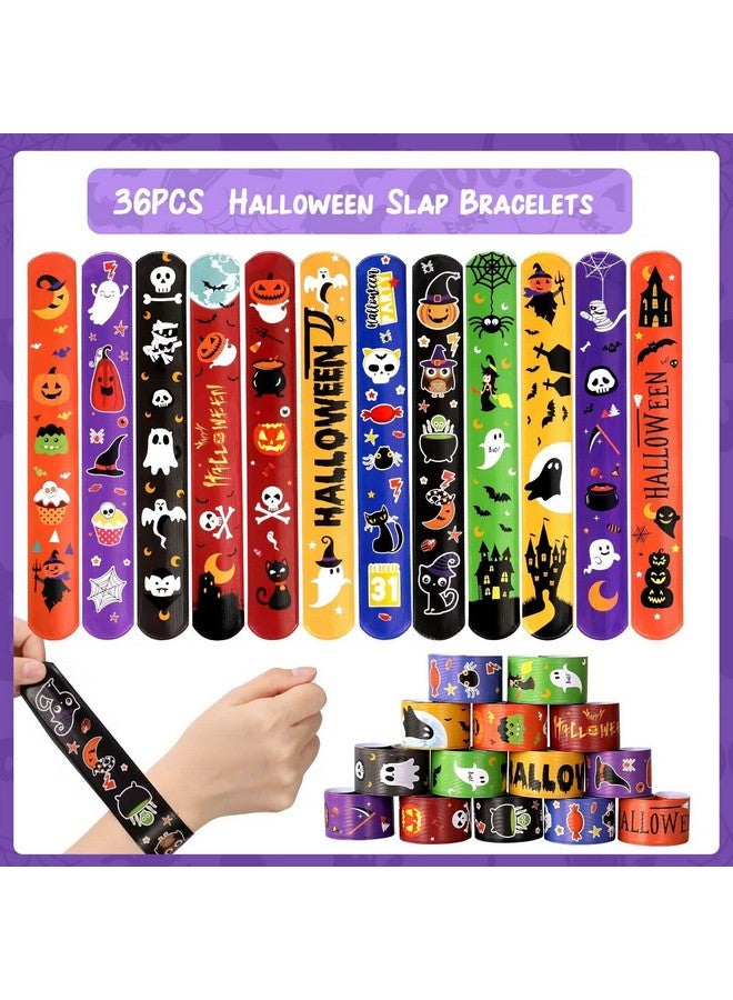 Halloween Party Favors 72Pcs Slap Bracelets Rubber Wristbands Halloween Toys For Kids Halloween Party Supplies Decorations Treat Bags Gifts Goodie Bags Filler