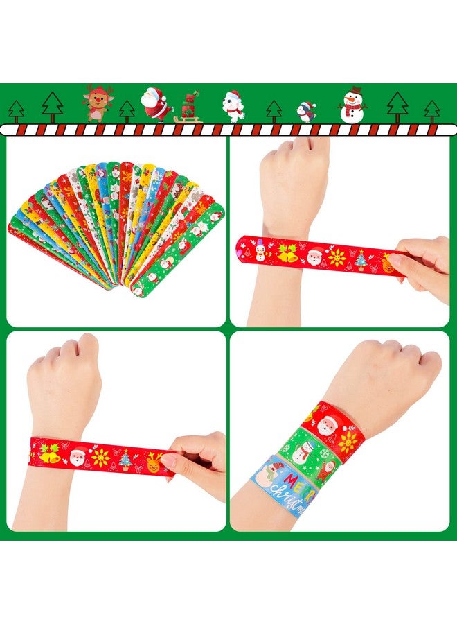 48Pcs Christmas Slap Bracelets Party Favors Toys For Kids Xmas Party Favors Christmas Stocking Stuffers Gifts Birthday Gifts (Christmas)
