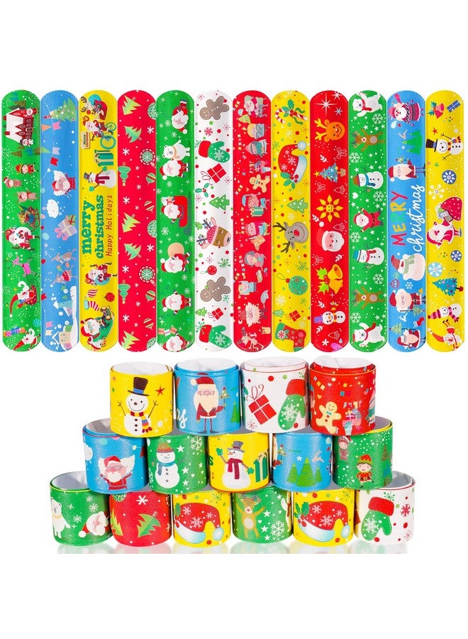 48Pcs Christmas Slap Bracelets Party Favors Toys For Kids Xmas Party Favors Christmas Stocking Stuffers Gifts Birthday Gifts (Christmas)