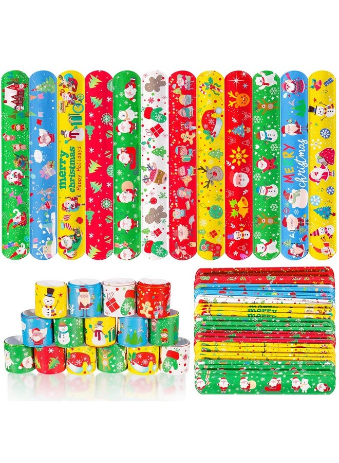 48Pcs Christmas Slap Bracelets Party Favors Toys For Kids Xmas Party Favors Christmas Stocking Stuffers Gifts Birthday Gifts (Christmas)