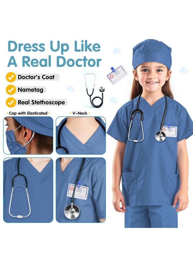 Doctor Costume For Kids,Toddler Nurse Scrubs With Accessories Christmas Dress Up Cosplay For Boys Girls 3-11 Years