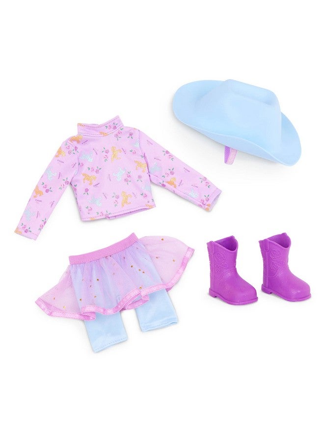 14 Inch Posable Doll & Horse Cowgirl Outfit Brown Eyes & Purple Mane Toys For Kids 3 Years+ Clea & Clover