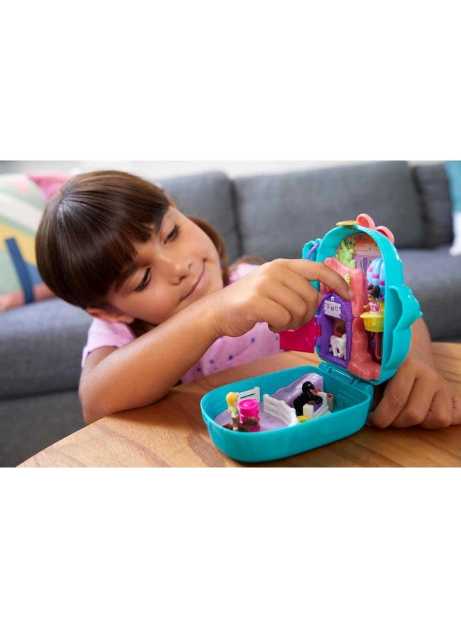 Playset, Travel Toy With 2 Micro Dolls & Pet Horses, Pocket World Cactus Cowgirl Ranch Compact