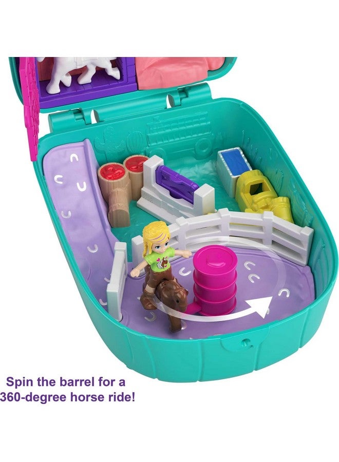 Playset, Travel Toy With 2 Micro Dolls & Pet Horses, Pocket World Cactus Cowgirl Ranch Compact