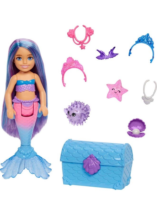 Mermaid Power Chelsea Mermaid Doll (Blue & Purple Hair) With 2 Pets, Treasure Chest & Accessories, Toy For 3 Year Olds & Up