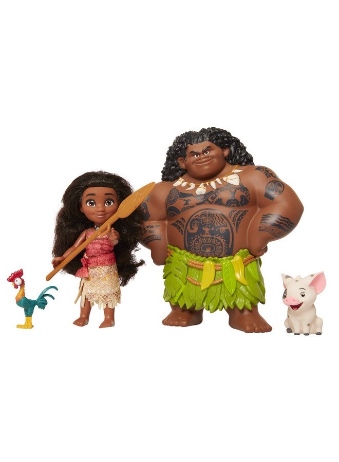 Disney Doll With Maui Demigod Doll Figure, 4 Piece Little Petite Story Telling Gift Set For Girls Ages 3 And Up