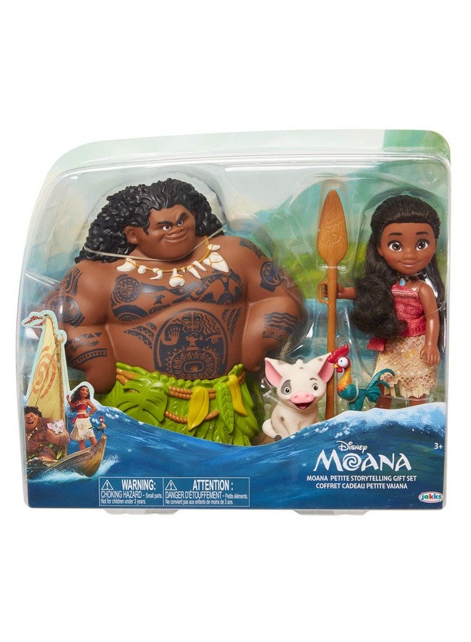 Disney Doll With Maui Demigod Doll Figure, 4 Piece Little Petite Story Telling Gift Set For Girls Ages 3 And Up