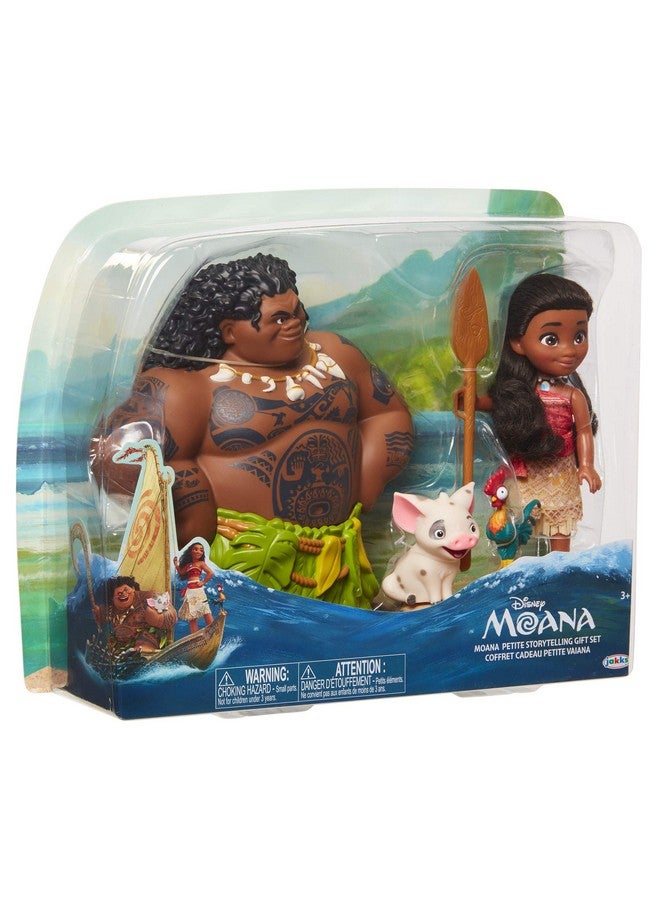 Disney Doll With Maui Demigod Doll Figure, 4 Piece Little Petite Story Telling Gift Set For Girls Ages 3 And Up