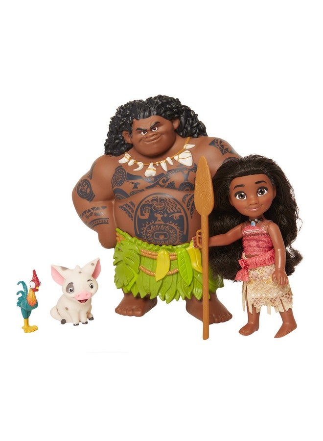 Disney Doll With Maui Demigod Doll Figure, 4 Piece Little Petite Story Telling Gift Set For Girls Ages 3 And Up