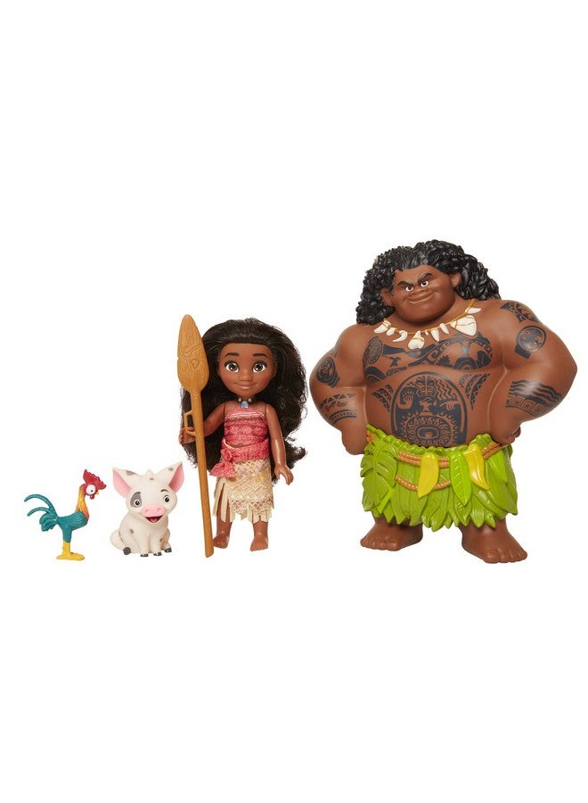 Disney Doll With Maui Demigod Doll Figure, 4 Piece Little Petite Story Telling Gift Set For Girls Ages 3 And Up