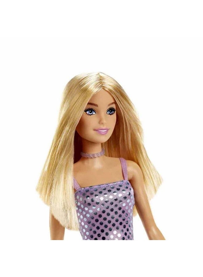 Doll, Kids Toys, Blonde Hair, Lavender Metallic Mini Dress, Trendy Clothes And Accessories, Gifts For Kids