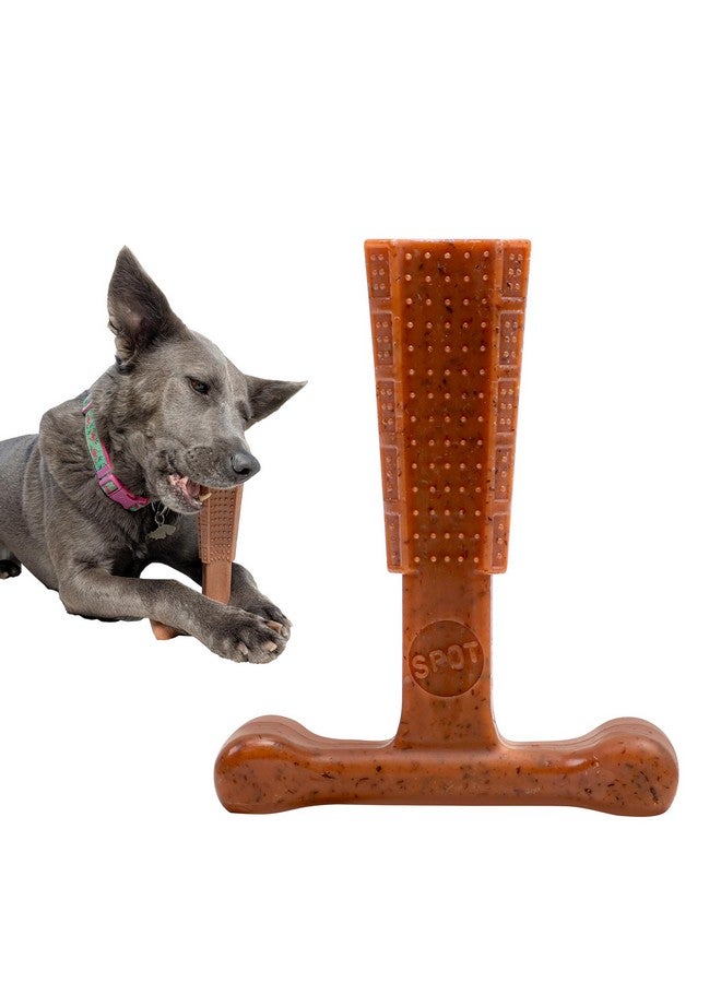 Bam Bones Plus T Bone Bamboo Fiber & Nylon, Durable Long Lasting Dog Chew For Aggressive Chewers Great Toy For Adult Dogs & Teething Puppies Under 60Lbs, Non Splintering, 6In, Beef Flavor