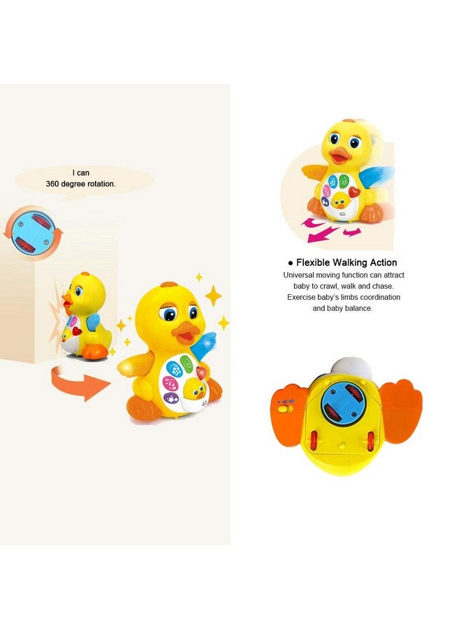 Musical Flapping Yellow Duck Interactive Action Educational Learning Walking Light Up Dancing Toy For 1 Year Old Baby Toddler Infant