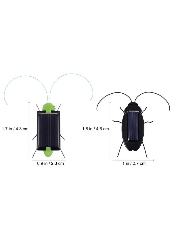2Pcs Solar Powered Insect Toys Educational Fake Roaches Grasshopper Insect Moving Toys Teaching Bug Toys For Kids Birthday Gift Christmas Halloween Party Favor