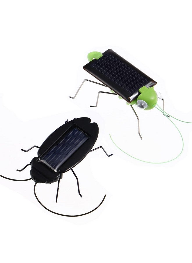 2Pcs Solar Powered Insect Toys Educational Fake Roaches Grasshopper Insect Moving Toys Teaching Bug Toys For Kids Birthday Gift Christmas Halloween Party Favor