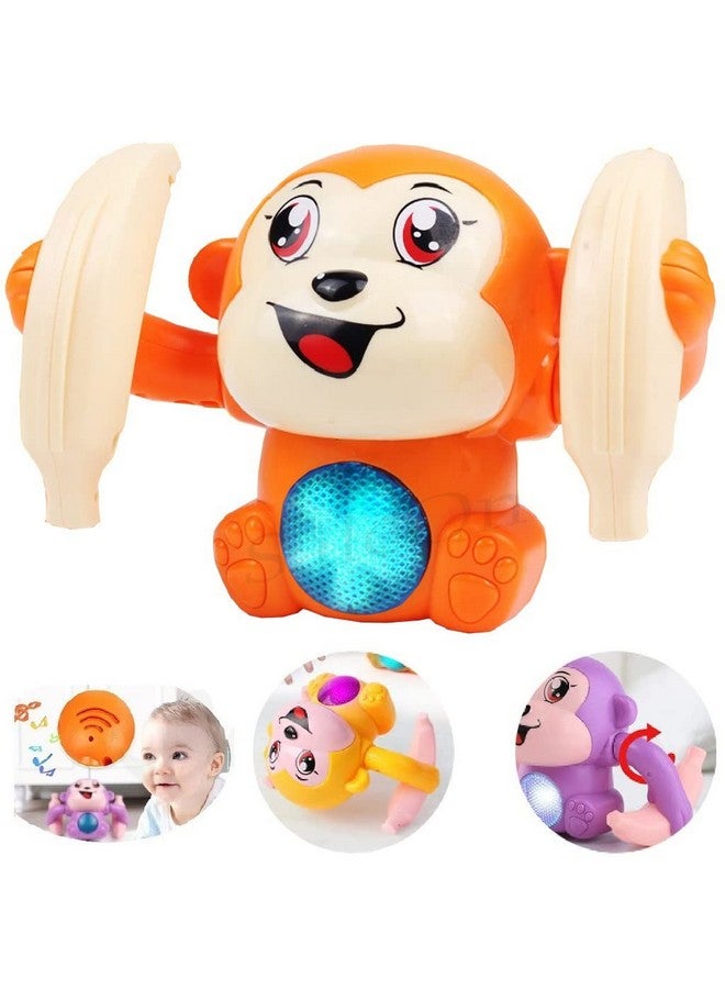 Monkey Toy Sensor On-Off Dancing Spinning Rolling Tumble Monkey Toys For Kids Banana Monkey With Light And Musical Battery Not Included, Multicolor