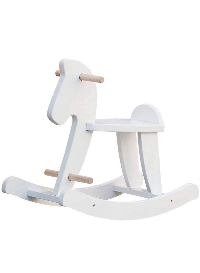 Wooden Rocking Horse Baby Wood Ride On Toys For 18 Months Up White Rocker Toy For Kid Toddler Ride Animal Indoor/Outdoor Boy&Girl Rocking Animal Infant Ride Toy Christmas/Birthday Gift