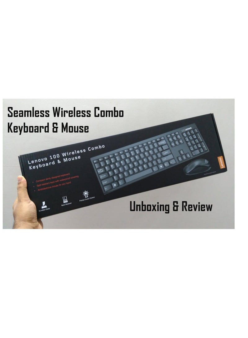 Keyboard And Mouse 100 Wireless Combo Black