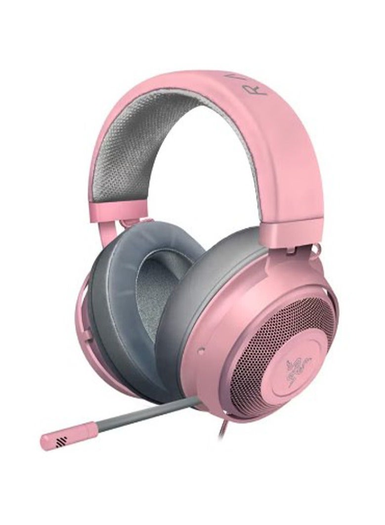 Razer Kraken Gaming Headset, Lightweight Aluminum Frame, Retractable Noise Isolating Microphone, For PC, PS4, PS5, Switch, Xbox One, Xbox Series X & S, Mobile, 3.5 mm Audio Jack - Quartz Pink