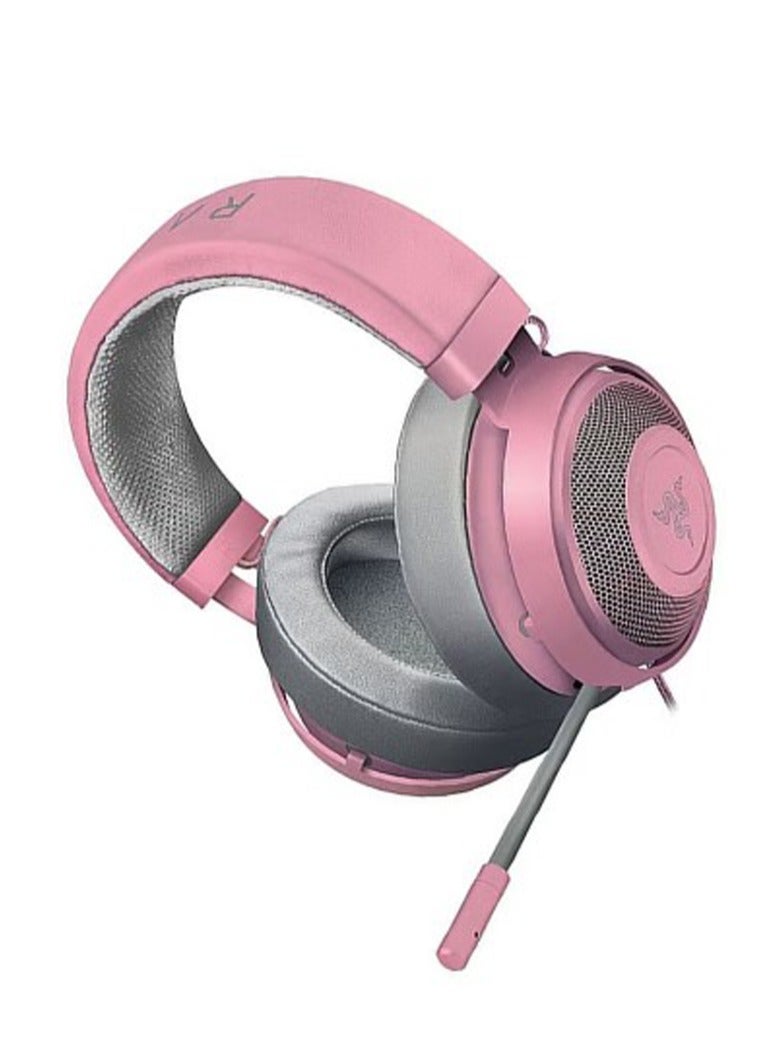 Razer Kraken Gaming Headset, Lightweight Aluminum Frame, Retractable Noise Isolating Microphone, For PC, PS4, PS5, Switch, Xbox One, Xbox Series X & S, Mobile, 3.5 mm Audio Jack - Quartz Pink