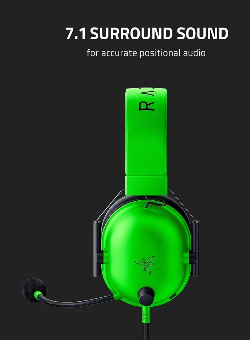 Razer BlackShark V2 X Gaming Headset: 7.1 Surround Sound - 50mm Drivers - Memory Foam Cushion - for PC, PS4, PS5, Switch - 3.5mm Audio Jack - Green