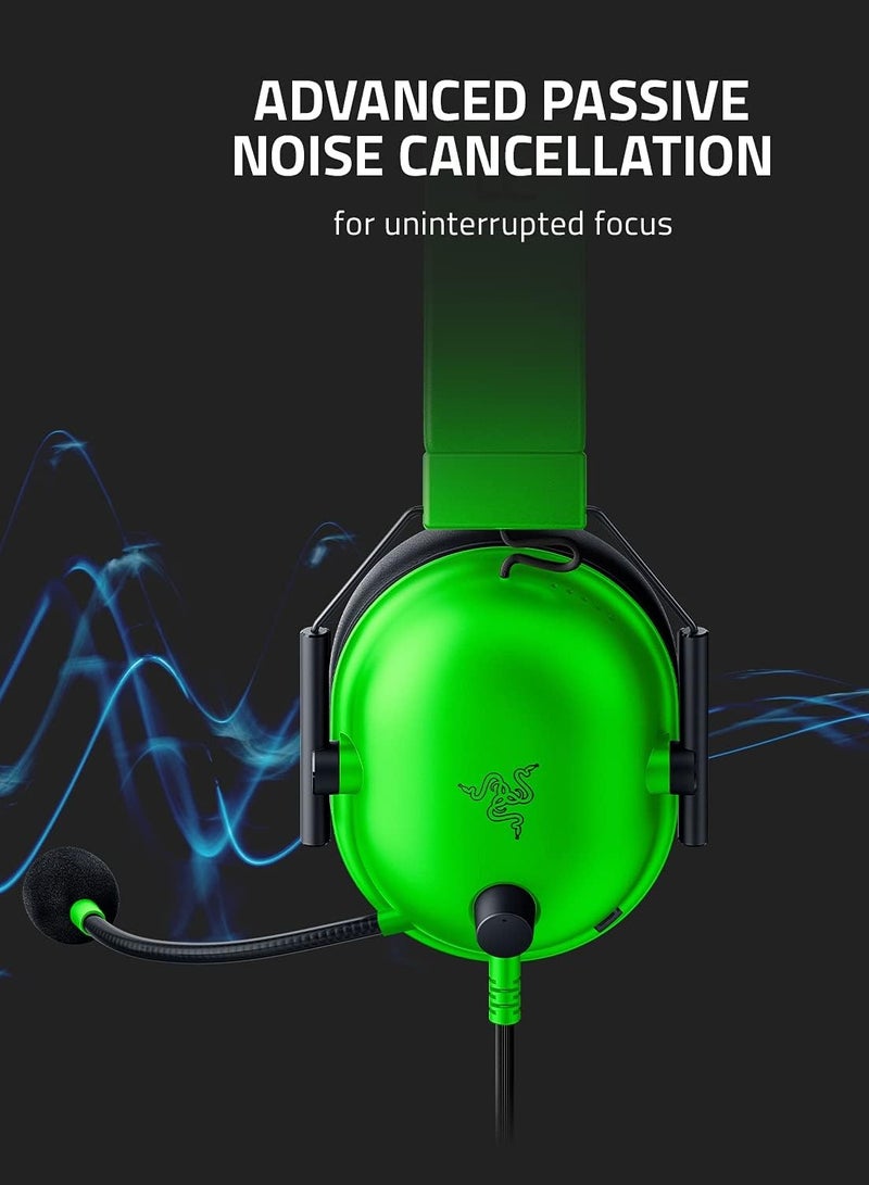 Razer BlackShark V2 X Gaming Headset: 7.1 Surround Sound - 50mm Drivers - Memory Foam Cushion - for PC, PS4, PS5, Switch - 3.5mm Audio Jack - Green