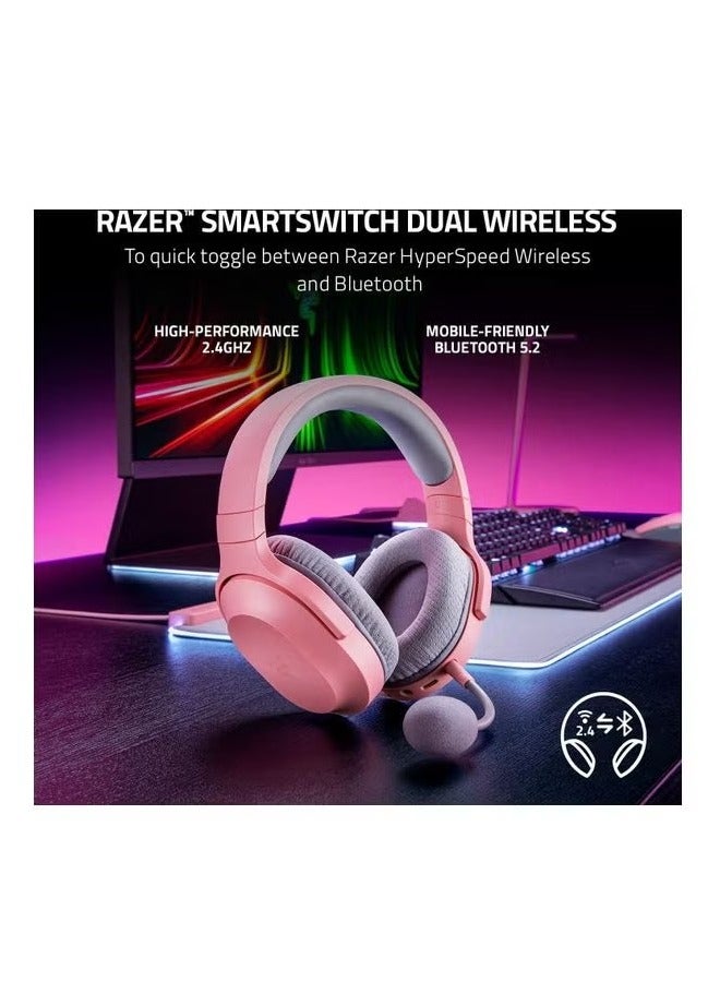 Razer Barracuda X Wireless Multi-Platform Gaming and Mobile Headset  250g Ergonomic Design - Detachable HyperClear Mic - 20 Hr Battery - Compatible w/PC, PS5, Switch, & Android - Pink