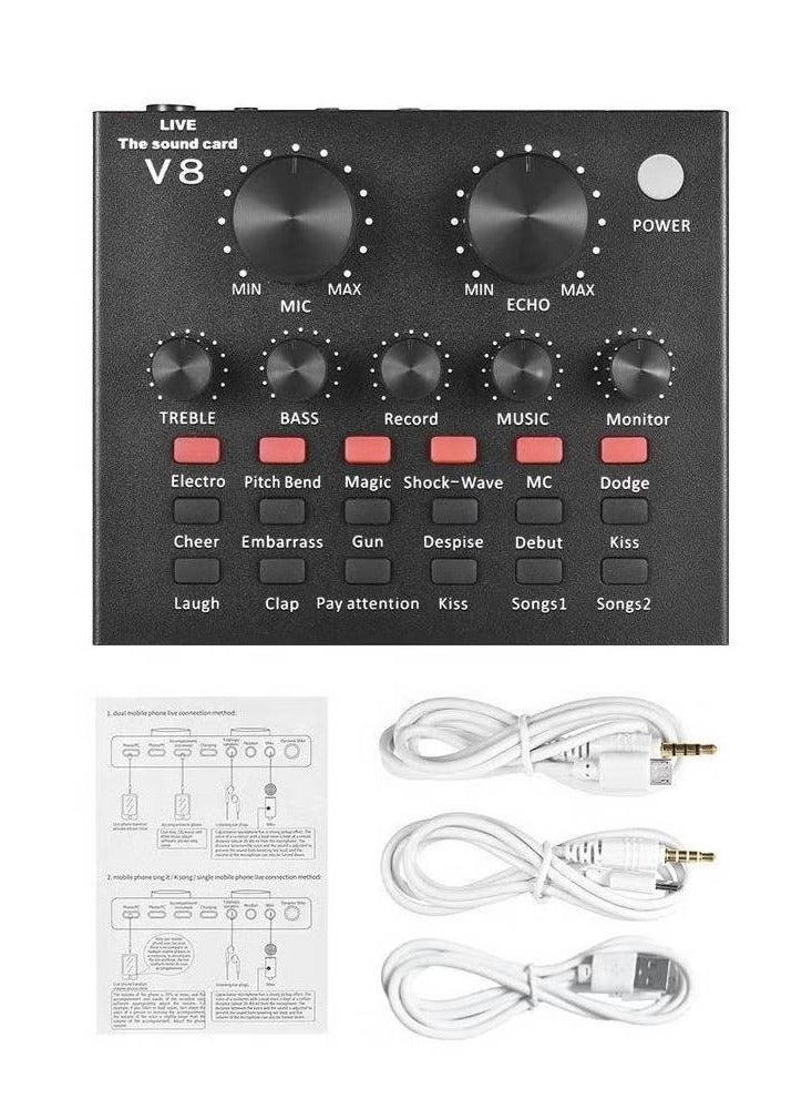 V8 LIVE SOUND CARD AND VM-800 CONDENSER MICROPHONE BUNDLE PACK (GOLD/BLACK)