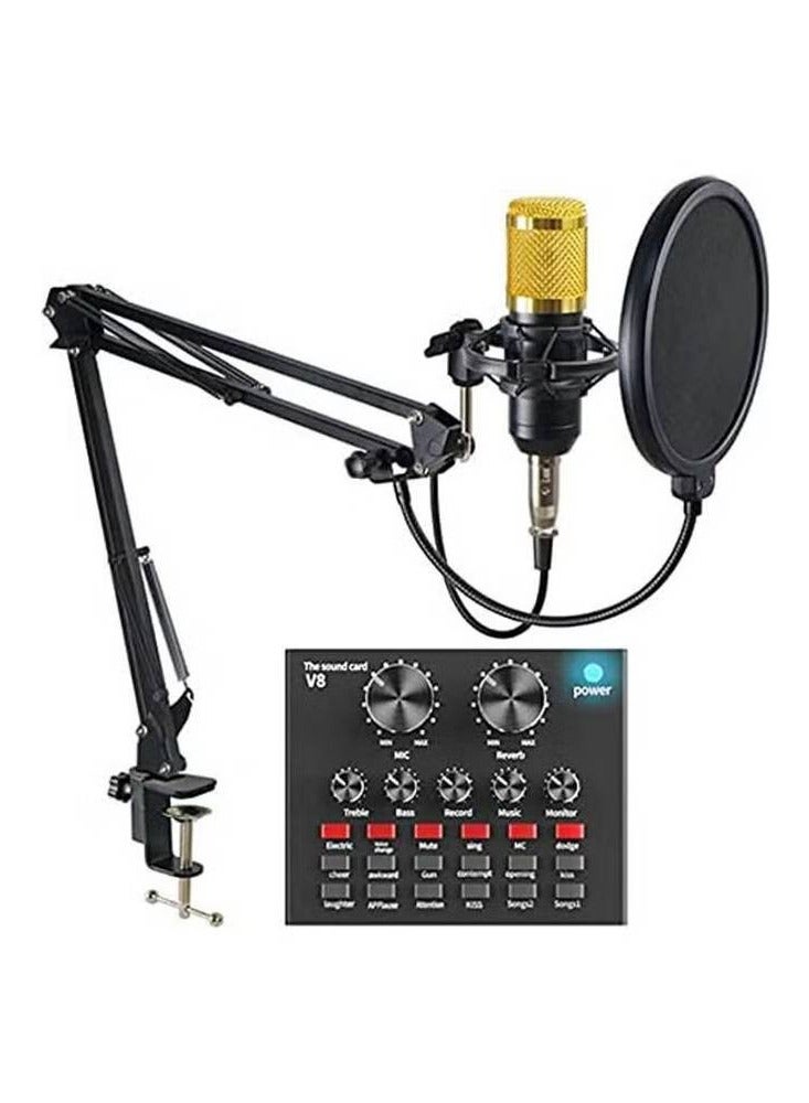 V8 Sound Card With Bm-800 Condenser Microphone B096RTWPYJ Black