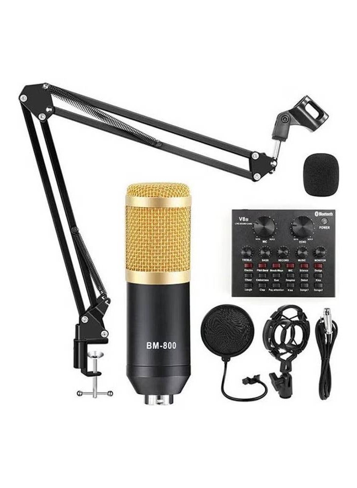 V8 Sound Card With Bm-800 Condenser Microphone B096RTWPYJ Black