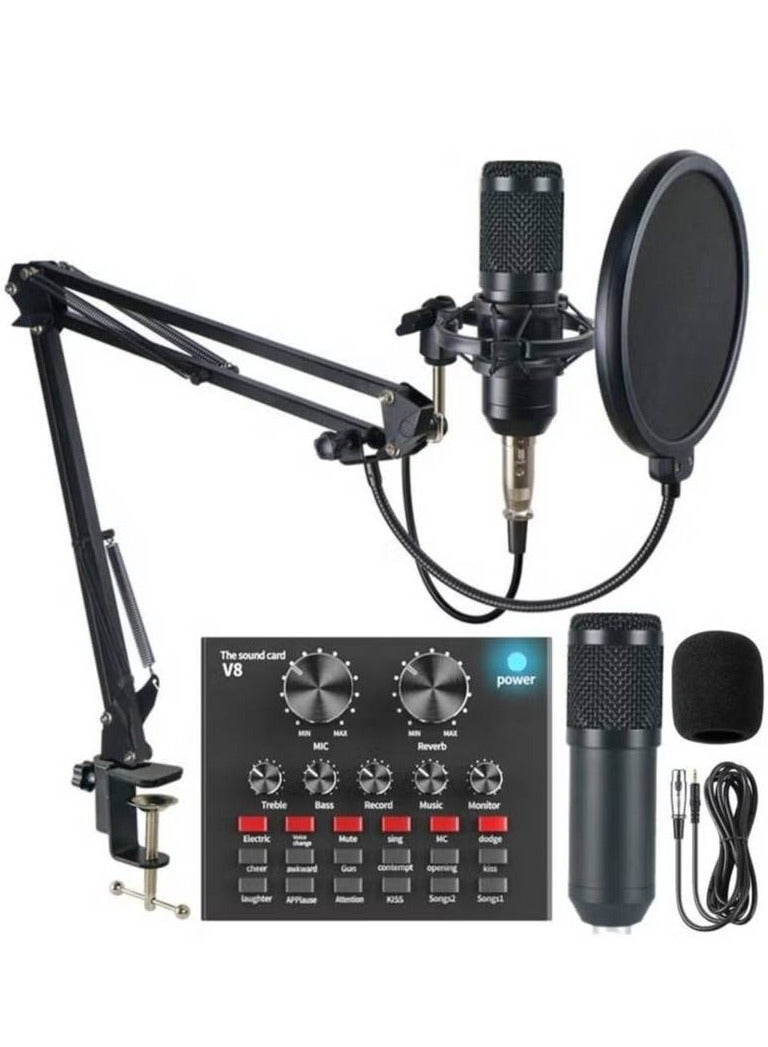 V8 LIVE SOUND CARD AND VM-800 CONDENSER MICROPHONE BUNDLE PACK (GOLD/BLACK)