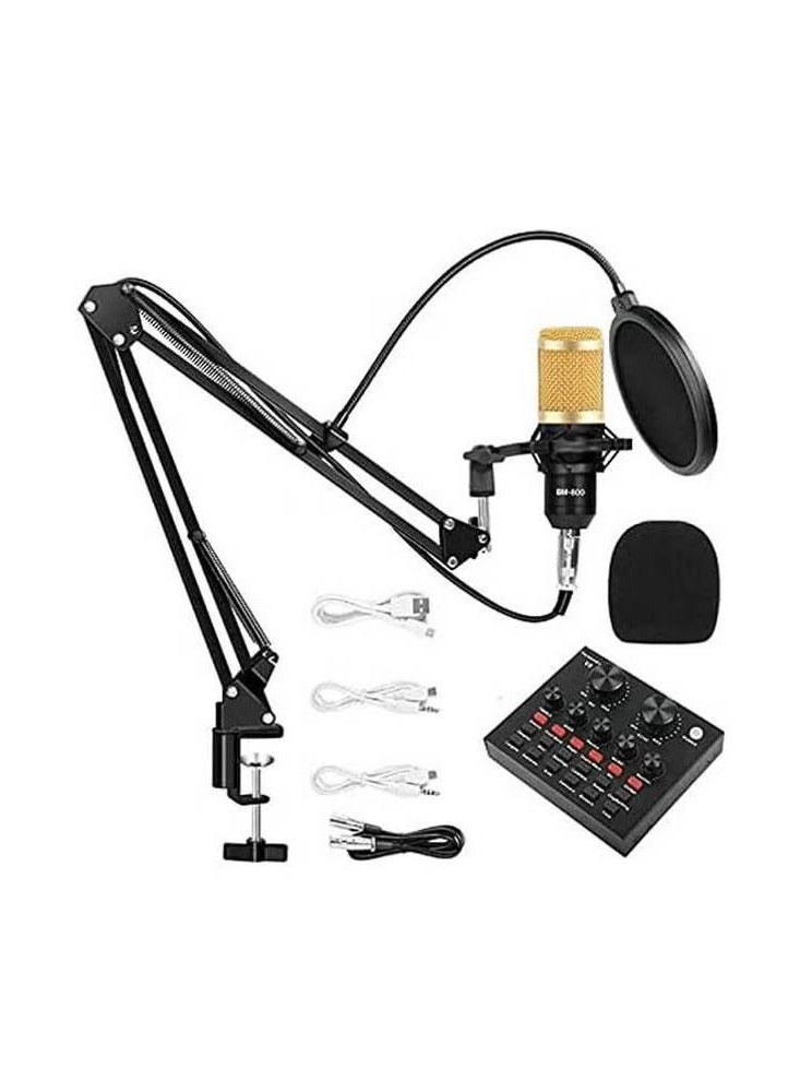 V8 Sound Card With Bm-800 Condenser Microphone B096RTWPYJ Black