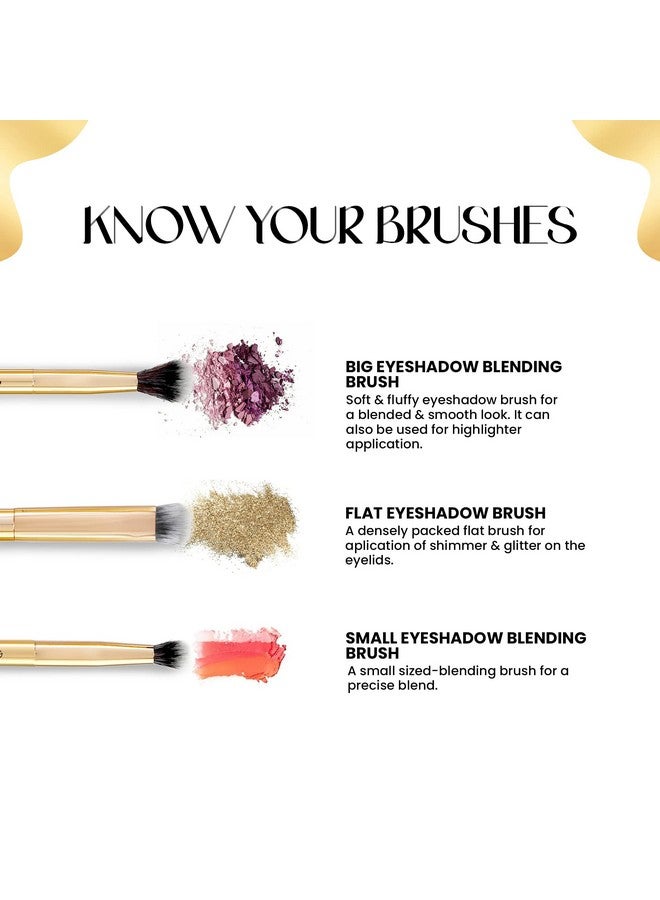 Artist'S Arsenal Makeup Brush Set For Professional Makeup | Eyeshadow Blending Brushes (3Pcs) | Foundation, Blush, Powder And Foundation Brush (1Pcs Each)