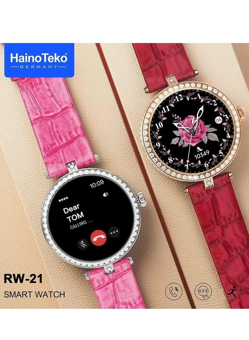 Haino Teko Germany Stylish Smart Watch RW-21 for Girls and Women with Bluetooth Call, Heart Rate and Many More - Silver Dial