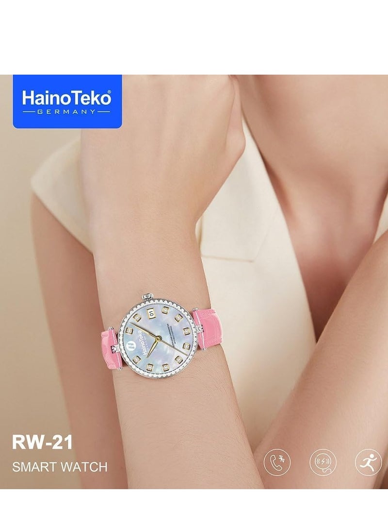 Haino Teko Germany Stylish Smart Watch RW-21 for Girls and Women with Bluetooth Call, Heart Rate and Many More - Silver Dial