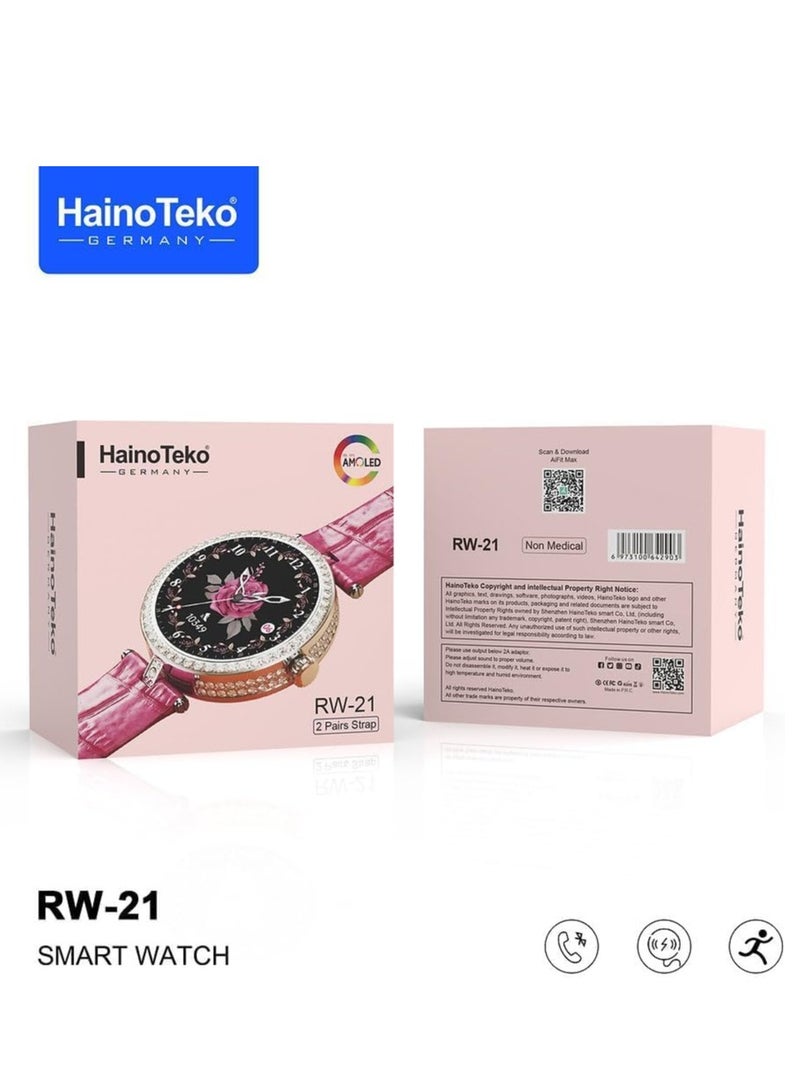 Haino Teko Germany Stylish Smart Watch RW-21 for Girls and Women with Bluetooth Call, Heart Rate and Many More - Silver Dial