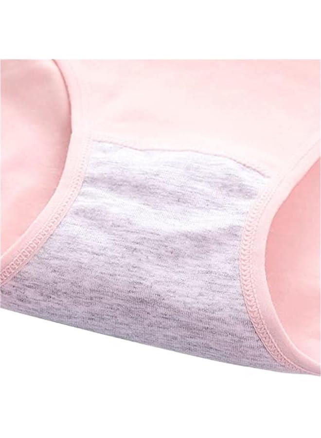 Period Underwear for Ladies, Leak Proof Panties with Pocket, Cotton Menstrual Panties 3PACK, Cameo Brown+Grey+Pink, L