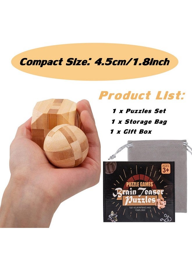 12Pcs Wooden Brain Teaser Puzzles, Iq Challenge Puzzle Games, Logic Smart Mind Puzzle Box Lock Toy Removing Assembling 3D Small Puzzle Gift Set For Adults Teenagers Kids, 1.8Inch 4.5Cm