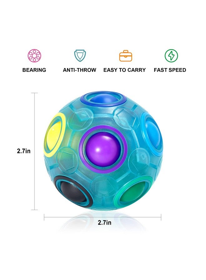 Magic Rainbow Puzzle Ball Fidget Ball Puzzle Brain Teaser Fidget Toy For Boys & Girls Birthday Party Easter Valentines Day Christmas Stocking Stuffers For Kids Teen & Adults(Blue)